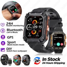 Military Smart Watch for Men Make/Answer Call Rugged Heart Rate Fitness Tracker