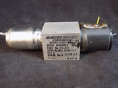SERVO ASSEMBLY McMaster Products Part No. 214-015 serial # 01337 Rev C MIS 17103