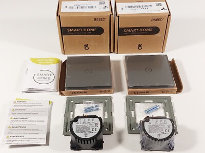 2x BSEED Smart WiFi 1 Gang 1 Wege Schalter Silber Glasscheibe Wand TUYA/Smart Life