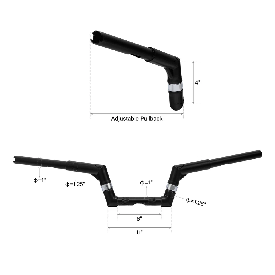 Manillar colgante Ape de 4" de elevación 1-1/4"" apto para Harley Dyna Low Rider Sportster XL Foto 4 de 4