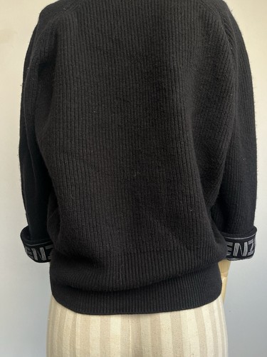 Kenzo Wool-Blend Black Sweater, Size M - Ribbed Design with Logo Detail - Picture 10 of 16