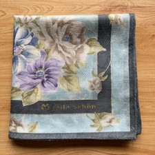 HANDKERCHIEF VINTAGE JAPAN ART FLORAL LADIES POCKET SQUARE COTTON 23" A-0829