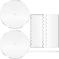 5pc Round Acrylic Cake Disc Set DIY Craft Decorating Comb Saw Centre Hole Stick