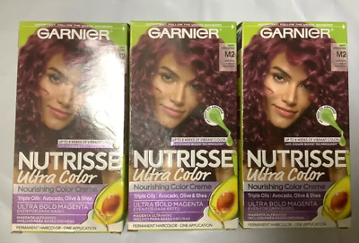 3x Garnier Hair Color Nutrisse Nourishing Crem Sweet Grenadine M2 medium magenta