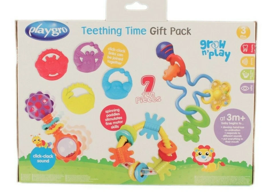 Playgro Teething Time Paquete de Regalo 7 Piezas para Bebé NUEVO Foto 2 de 4