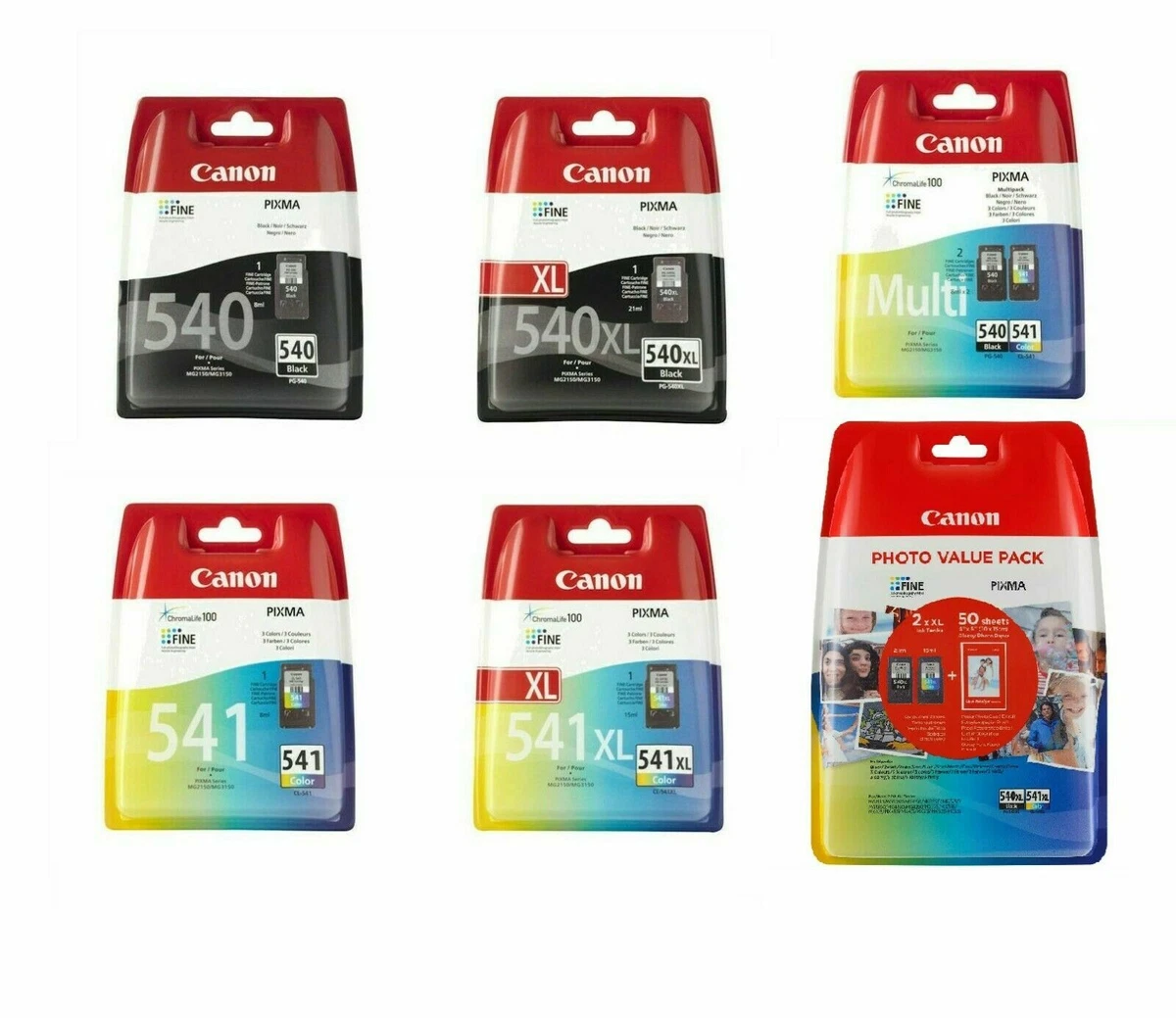 Genuine Canon PG-540 XL & CL-541 XL Ink Cartridges For Pixma MG2150 MG3150  LOT