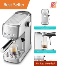 Espresso Machine Stainless Steel 20 Bar Cappuccino Latte Foam Frother Home