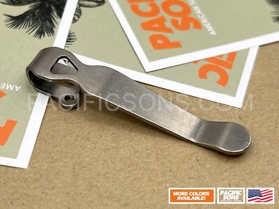 PACIFIC SONS Titanium Deep Carry Clip for Benchmade / Emerson / ProTech Knives - Stone Washed