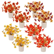 Luiywan Fake Potted Plants 8pcs, Artificial Fall Flowers with Vase, Autumn Ha...