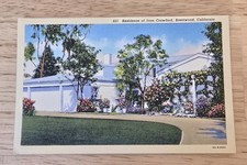 Brentwood California Joan Crawford Residence Linen Unposted Postcard 