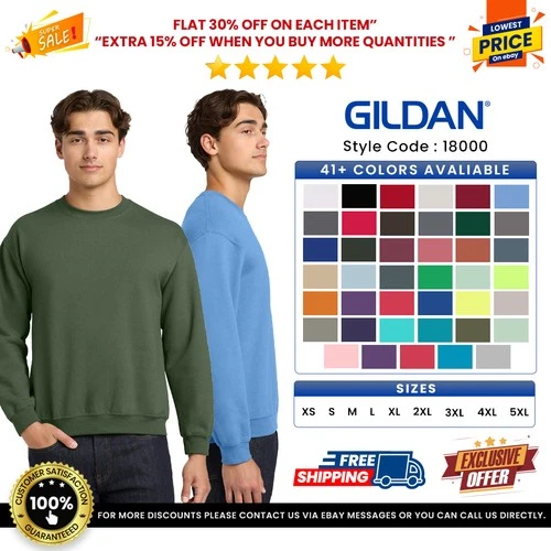 Gildan 18000 Unisex Cotton/Poly Heavy Blend Fleece Knit Crew Neck Sweatshirt - product listing photo