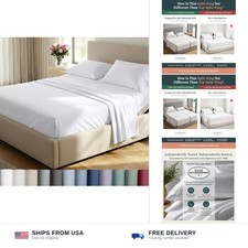 California Design Den 800 Thread Count Split King Sheets, 5 Pcs Set, White  ...