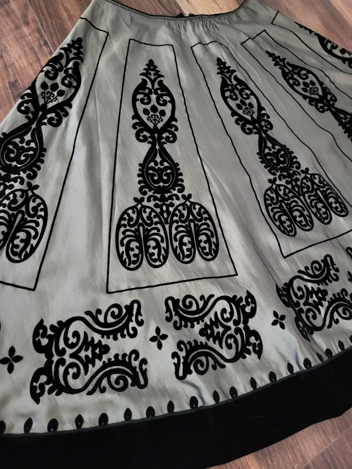 Vestido De Colección Granero Gris Negro Satinado Terciopelo Línea A Caprichoso Fairygrunge Falda 12 Foto 2 de 4