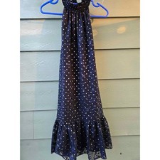 Kensie Navy Blue Gold Polka Dot Halter Dress Size 4