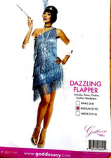 Blue Flapper Women's Medium Costume Dress Roaring 1920s Dazzling Gatsby