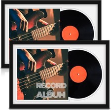 2 Pcs Vinyl Record Display Frame 16x22 Inches Double Groove White Matting