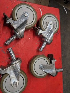 Set of 4 Metro Rack 5" Casters All with Brakes**Used**Free Shipping**