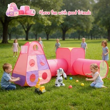 Kids Play Tents and Play Tunnels Set 4 in 1 Children Indoor Outdoor Playhouse