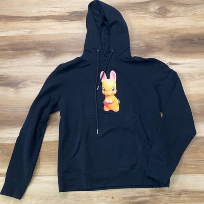 Sandro Bunny Graphic Hoodie Size M Black Cotton French Terry Pullover Portugal