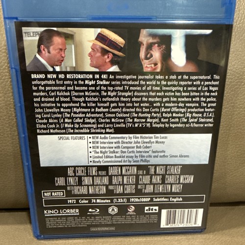 The Night Stalker Pre-owned OOP VG Kino Lorber blu-ray Darren McGavin - Picture 3 of 3
