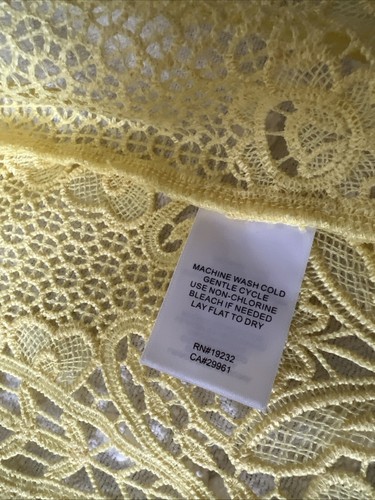 Alfred Dunner Women's XL Crochet Lace Open Front Yellow 3/4 Sleeve Jacket NWOT - Picture 6 of 9