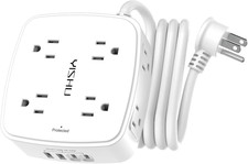 6ft Surge Protector Power Strip 8 Outlets 4 USB Ports Flat Plug Extension Cord W