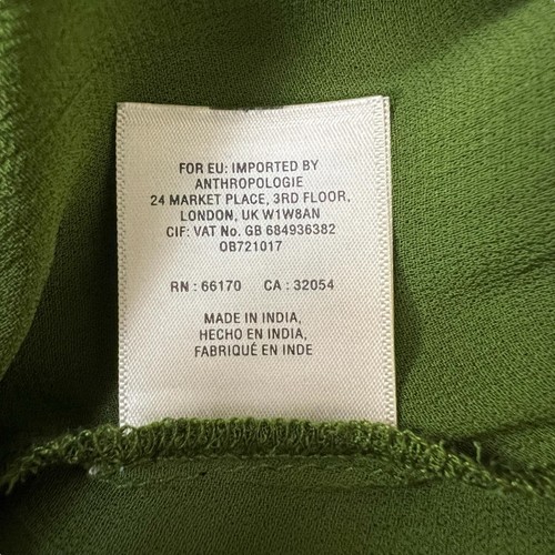 Vestido Plumero Maeve Anthropologie Pequeño Corbata Cintura Botón Delantero Verde Transparente DEFECTOS - Imagen 7 de 10