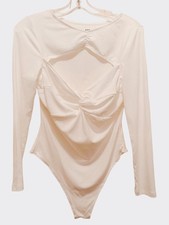 NWOT Women  s Long Sleeve Bodysuit White Size L