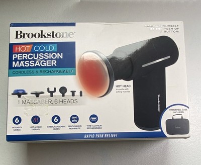 Brookstone Hot/Cold Percussion Massager Cordless Rechargeable w/ 6 Heads