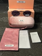 MIU MIU MU52YS ZVF1V1 Rose Gold Havana Blue Lens Women Sunglasses