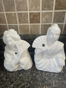 Orchids of Hawaii Tiki Geisha  And Asian Man Ceramic cocktail  Mug Set