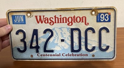 Vintage Washington State Truck License Plate 1993 Centennial Celebration 342-DCC