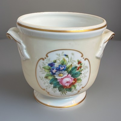 Pflanzgefäß Jardiniere Cachepot handbemalt Vista Alegre gelb 5'' VA Portugal