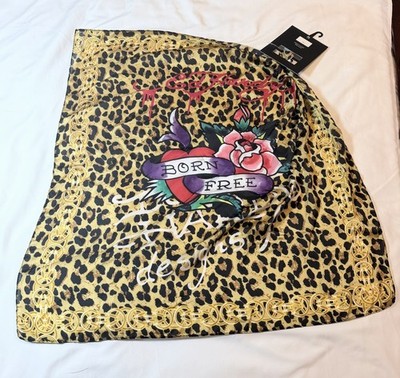 Ed Hardy Leopard Print  Born Free  Fashion Head Scarf 26in NWT