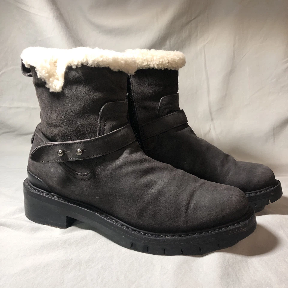 Botas de invierno Rag & Bone Ashford cuero negro piel de oveja genuina moto 8 Foto 2 de 4