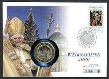 Vatikan 2008 Numisbrief mit Medaille Papst Be...