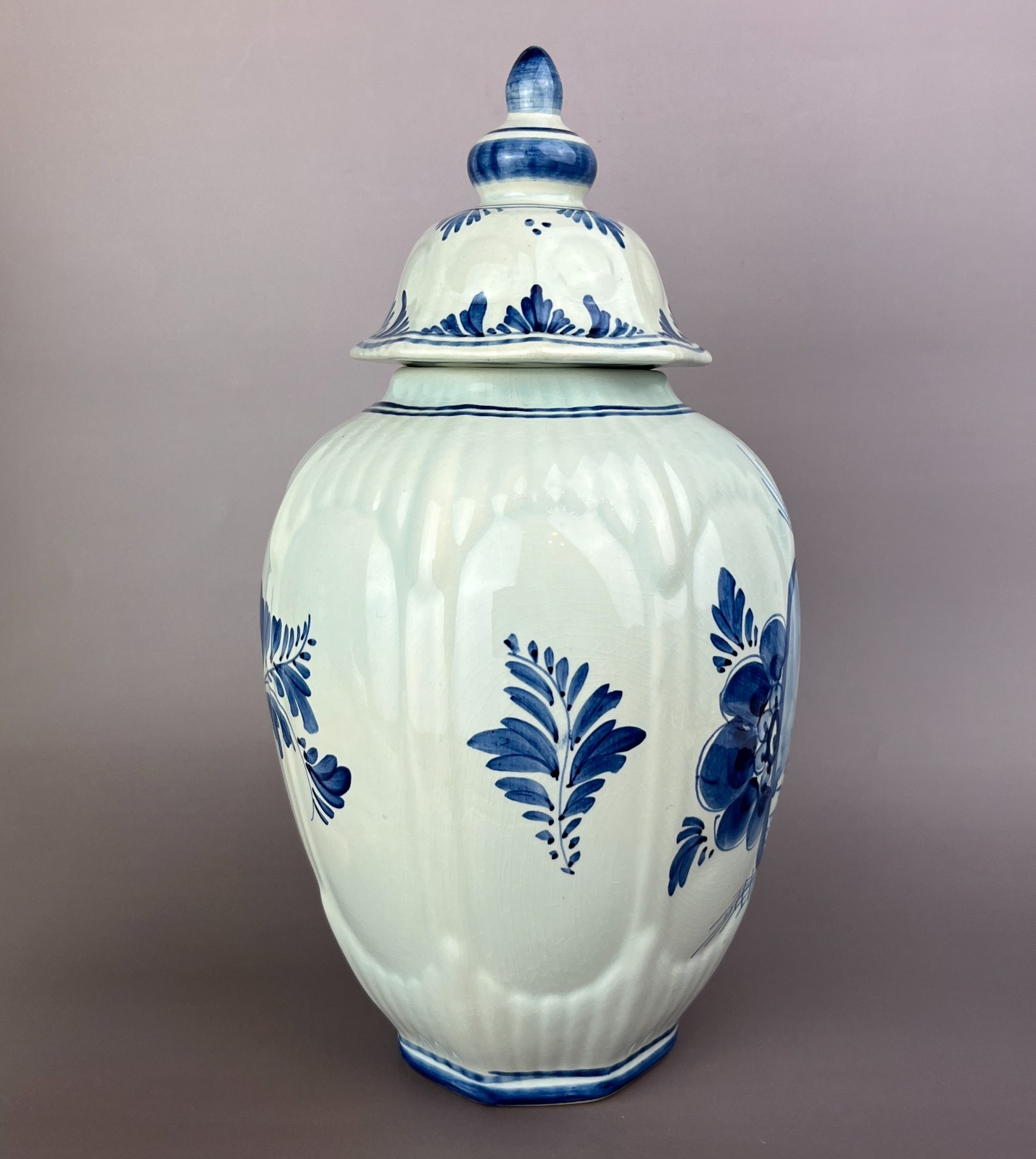 Large Delft Blue Hand Painted Ginger Jar Vase with Lid Dutch Holland 31cm image 7