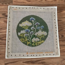 Sunset Designs - Needlepoint Canvas Spring Flowers Birds Wood Frame