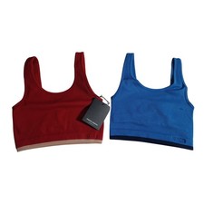 Spiritual Gangster Ribbed Crop Tank Top Set Burgundy Blue XS