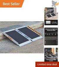 Portable Aluminum Wheelchair Ramp 2ft Foldable Non-Skid Threshold Entry Access