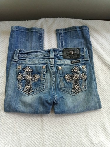 Miss Me By Buckle Girls Size 12 Zip Up Five Pocket Decorative Capri Pants - Picture 3 of 12