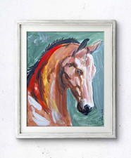 Original Moderne Kunst 24x30 Acrylbild Hannoveraner auf Leinwand Unikat Nero V