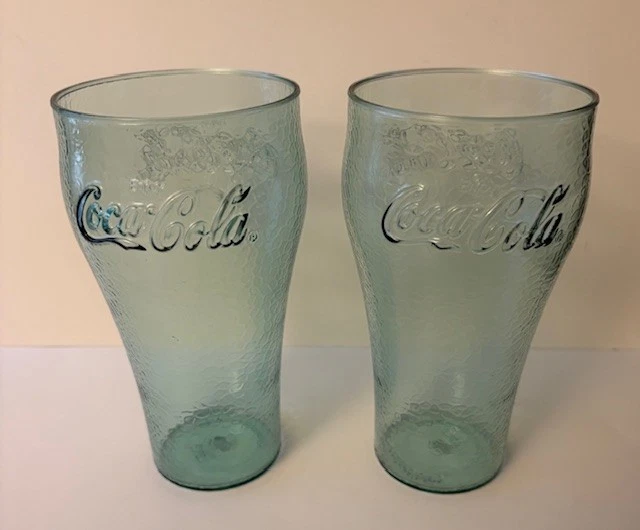Set of 2 Enjoy Coca Cola Frosted Plastic Restaurant Beverage Cups Green Tint - Image 3 of 4