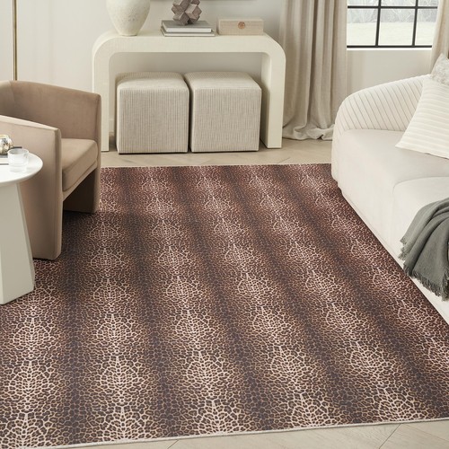 Washables Animal Print Leopard 8' x 10' Area Rug, Easy Clean, Non Shedding, B...