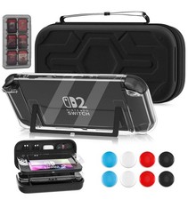 Nintendo Switch 2 Carring Case, Protective Portable Travel Hard Black Bundle