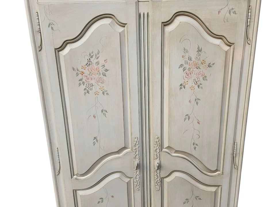 Ethan Allen Paint Decorated Armoire Wardrobe Country French  Cabinet Closet - Image 4 of 4