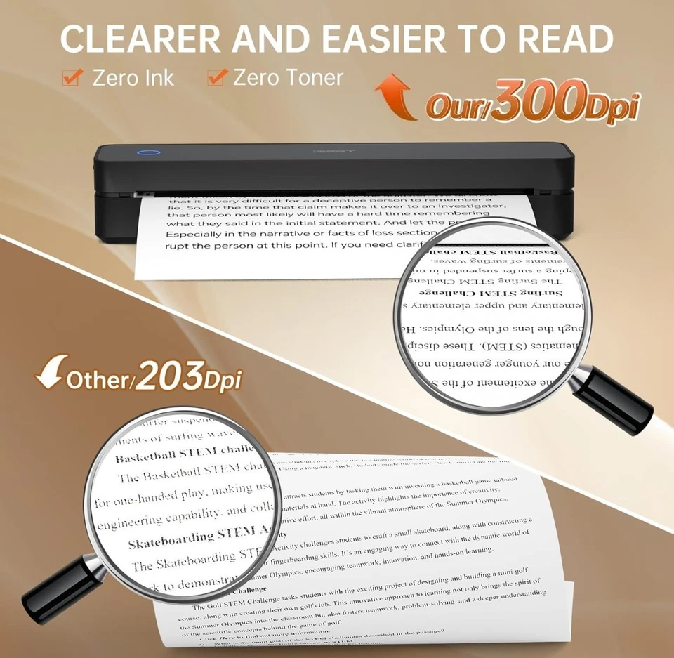 iDPRT MT610 300dpi A4 Portable Wireless Thermal Printer Bluetooth iOS Android PC - Image 4 of 4