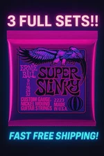 Ernie Ball Super Slinky Nickel Wound Electric Guitar Strings 3-pack 9-42 Gauge 3
