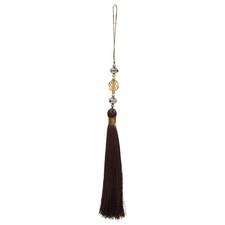 Craft Decorative Key Tassel with Beads L Size Brown