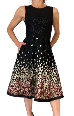 JASON WU DRESS FALL 2012 RUNWAY BLACK  SLEEVELESS FIT FLARE METALLIC POLKA DOT 2